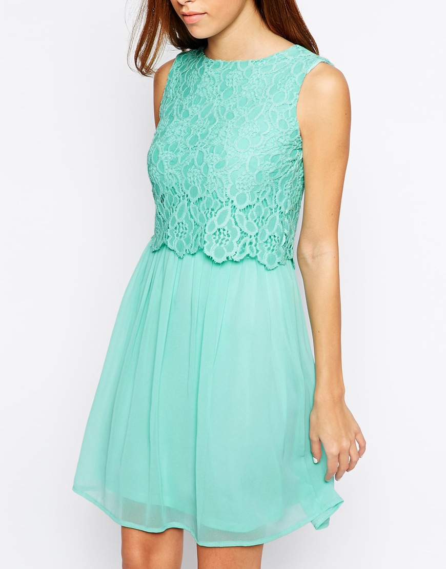 Lyst Club L Lace Overlay Dress in Blue