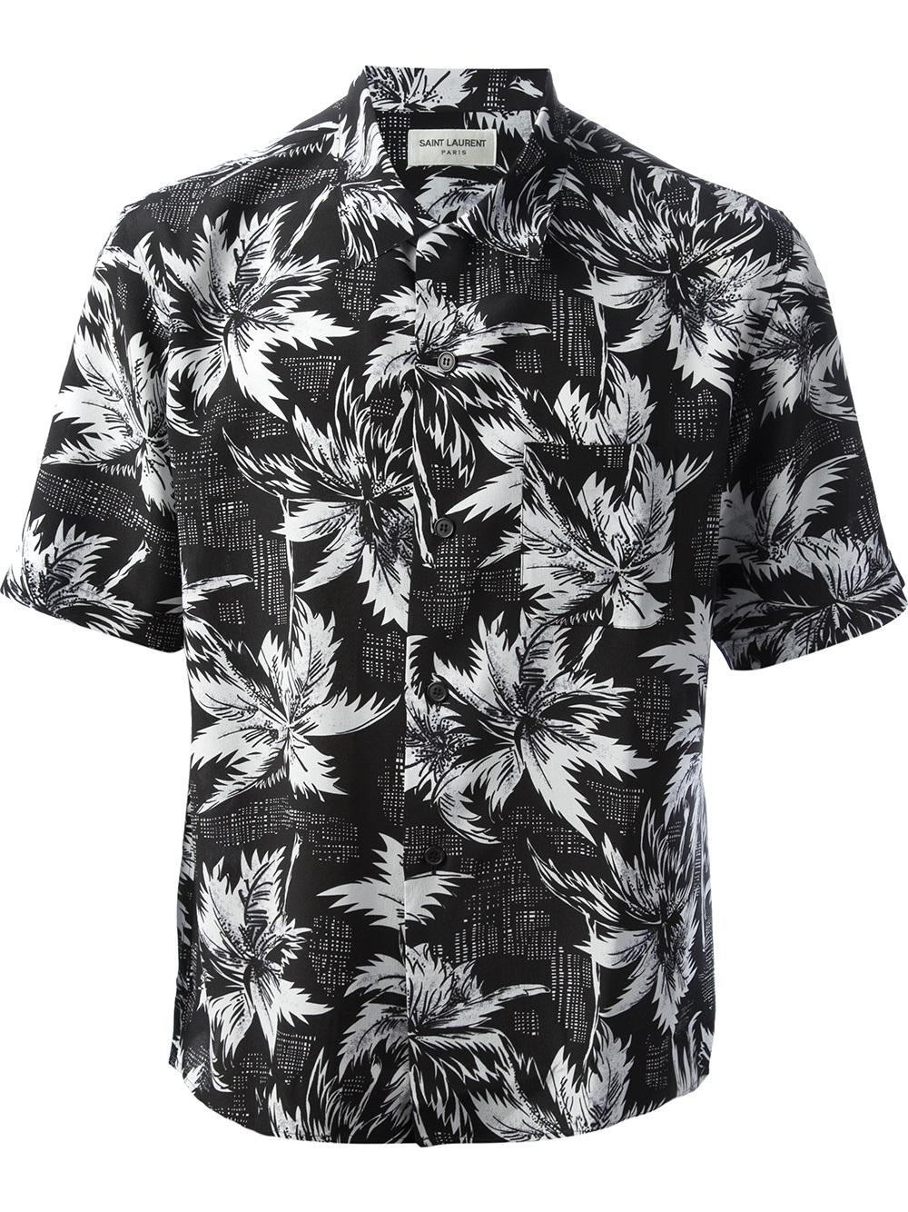 Saint laurent Hawaiian Flower Printed Shirt in Black for Men | Lyst
