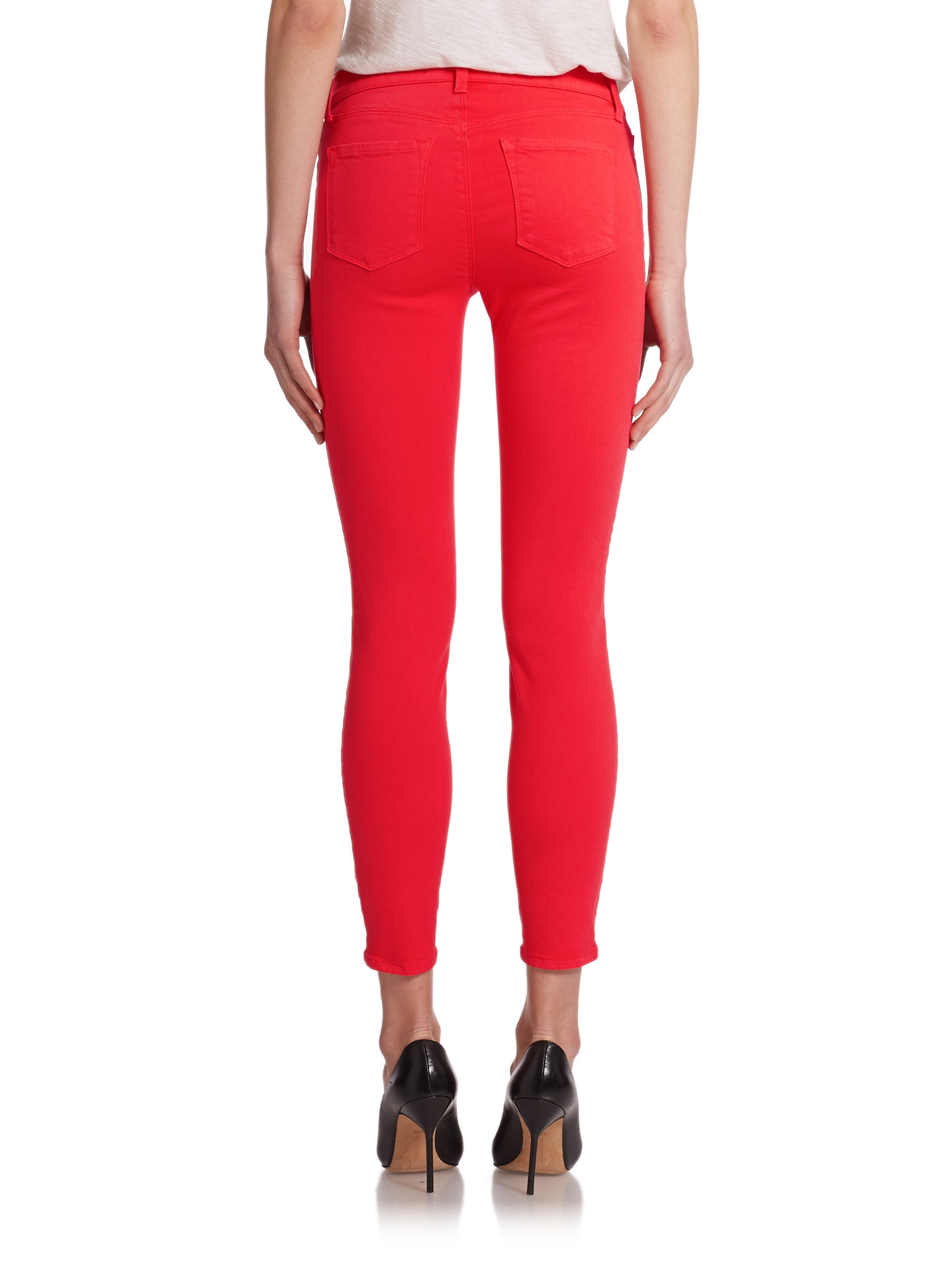 J brand 9227 Photo Ready Lowrise Cropped Skinny Jeans in Red Lyst