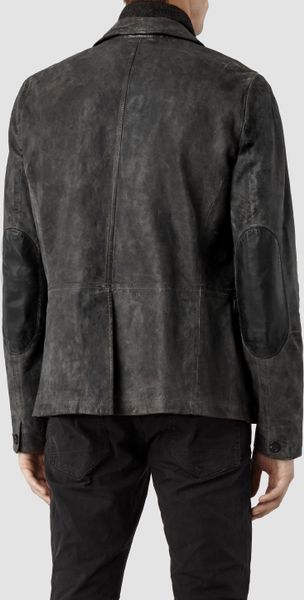 AllSaints | Black Survey Leather Blazer for Men | Lyst