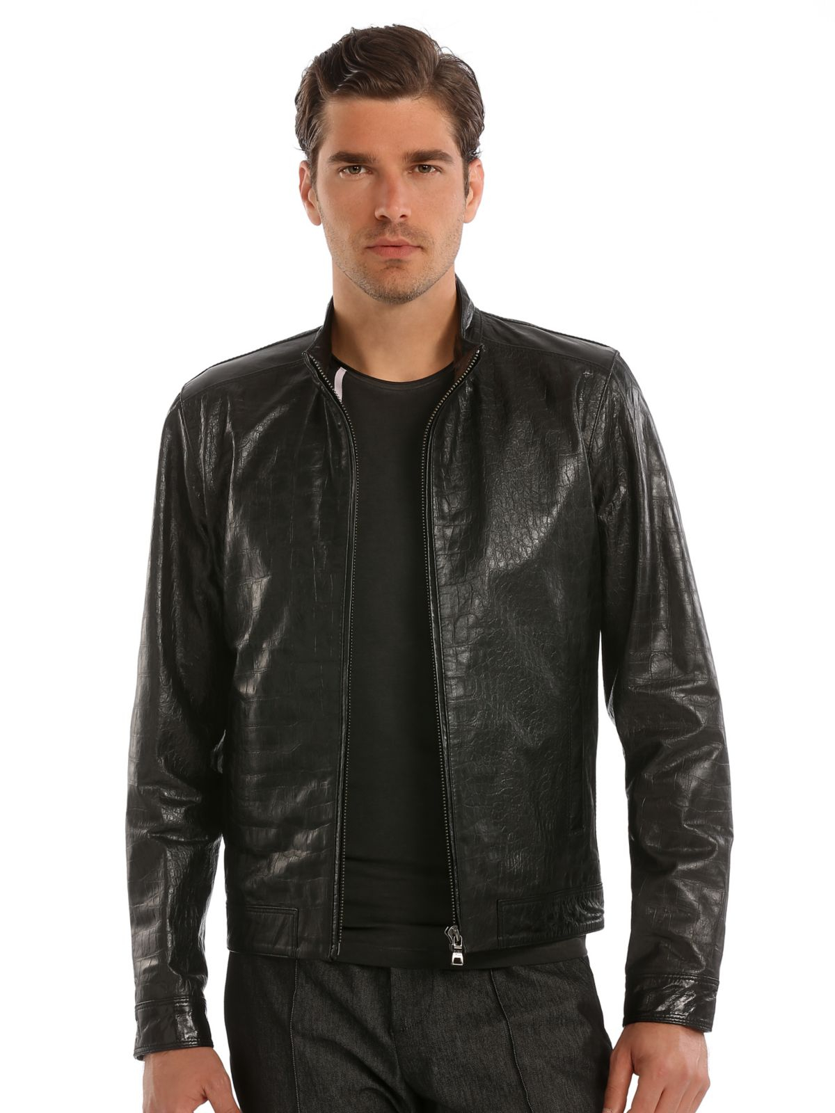 Guess Marciano Leather Jacket in Black for Men | Lyst