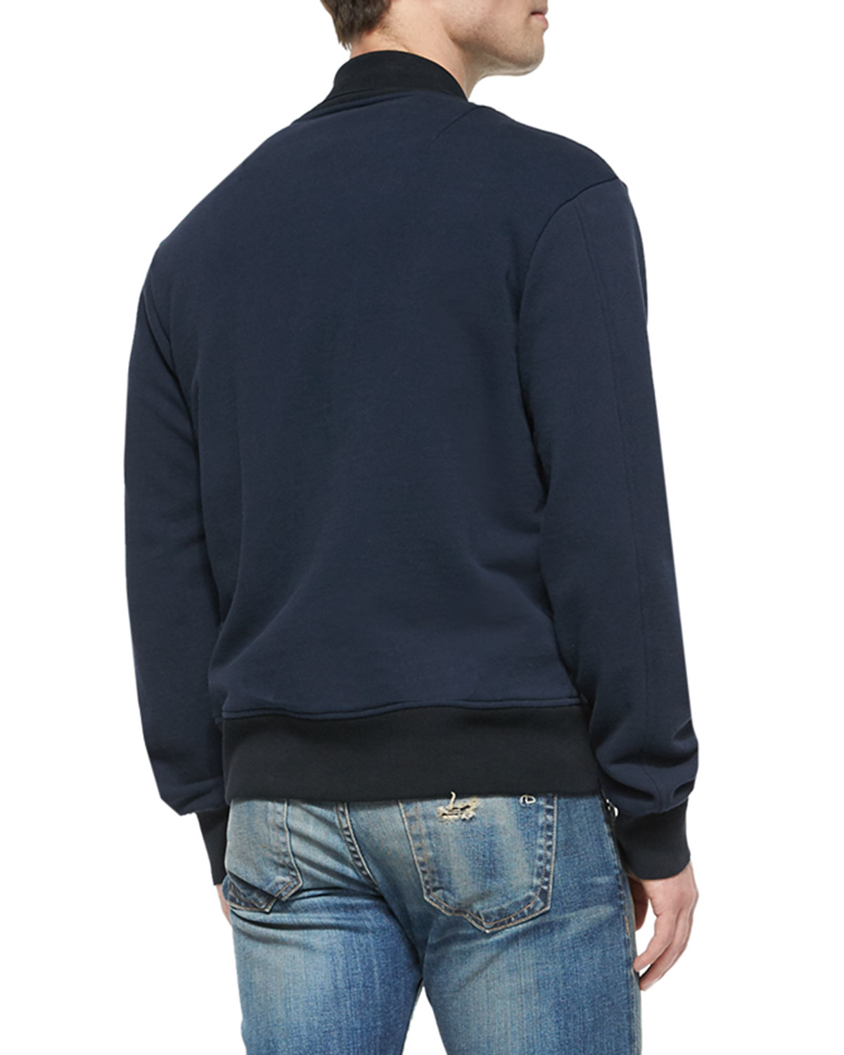 Rag & bone Knit Varsity Jacket in Blue for Men Lyst