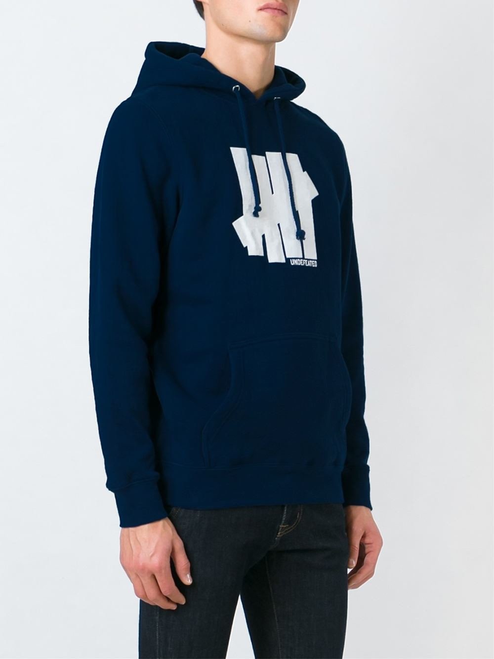 Lyst - Undefeated Logo Print Hoodie in Blue for Men