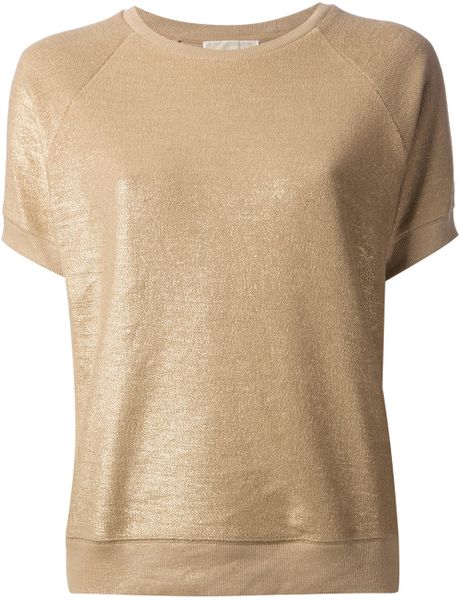 Michael Michael Kors Loose Fit T-Shirt in Gold (metallic) | Lyst