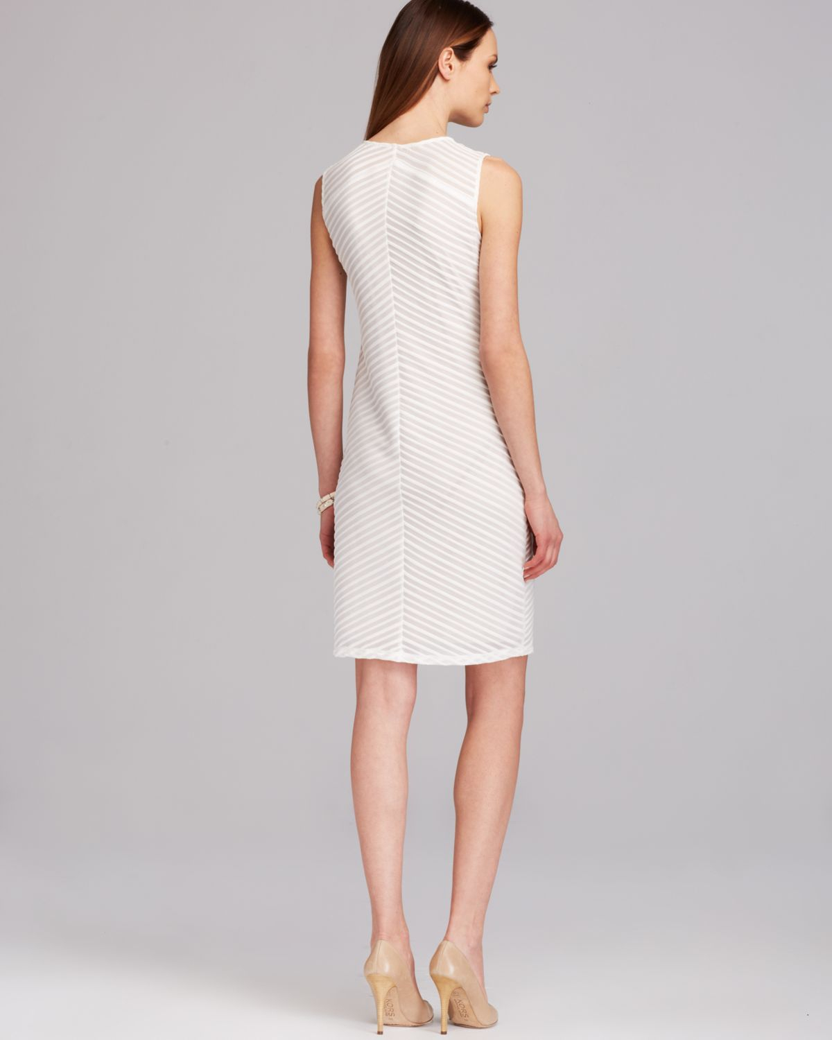 Lyst - Calvin klein Sleeveless Striped Dress in White