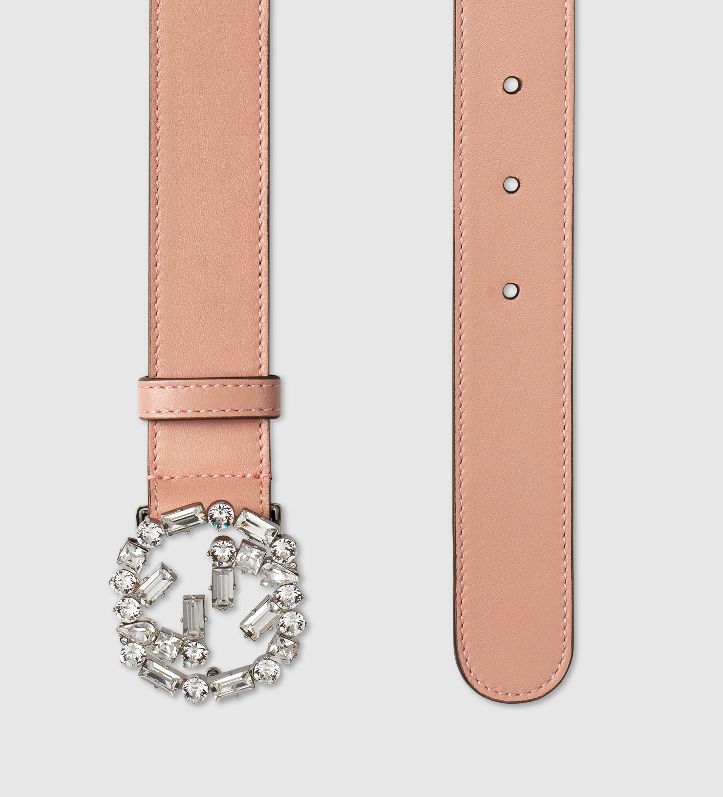 Lyst - Gucci Pink Leather Belt With Crystal Interlocking G Buckle in Pink