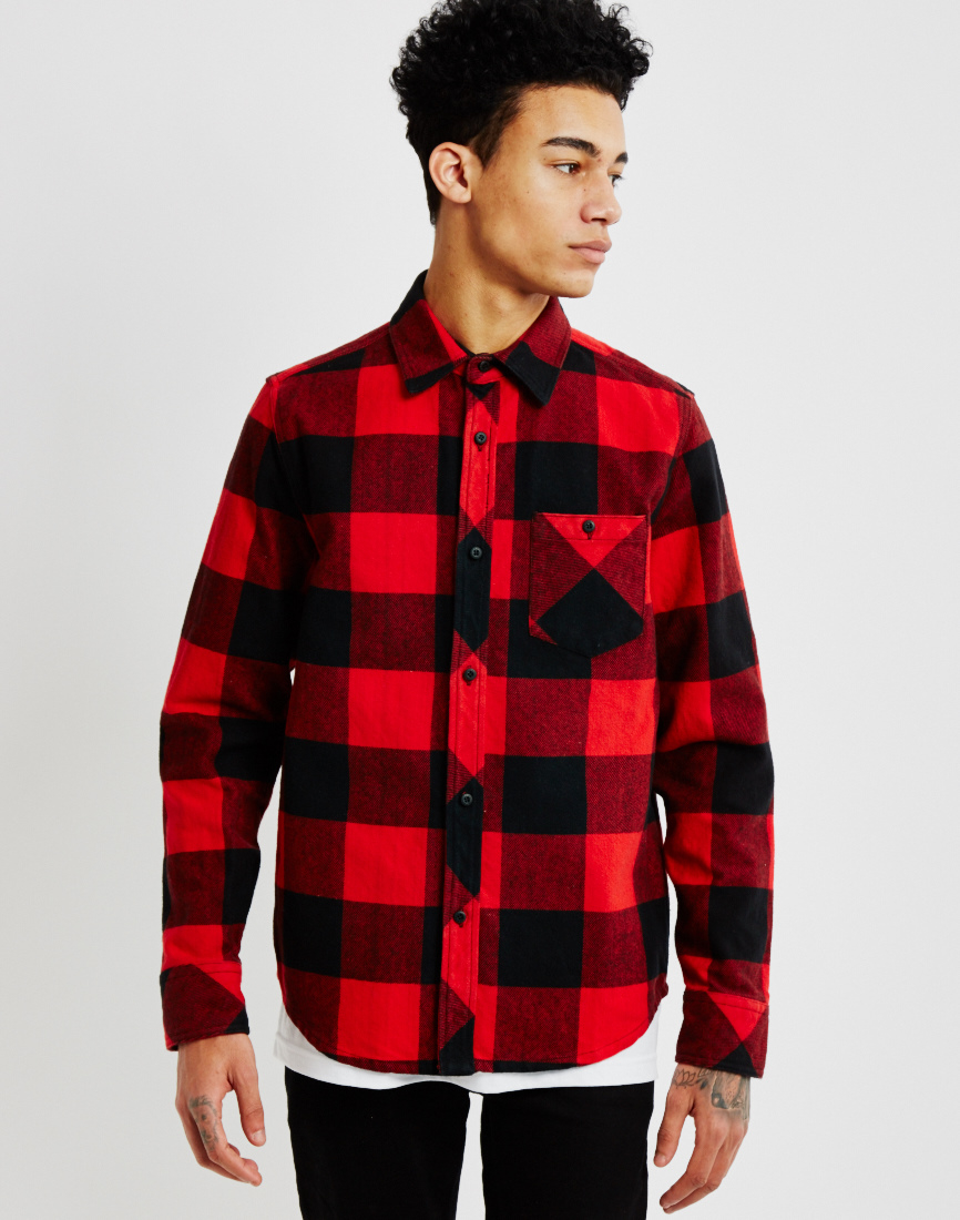 Lyst - The Hundreds Highland Long Sleeve Flannel Shirt Red in Red for Men