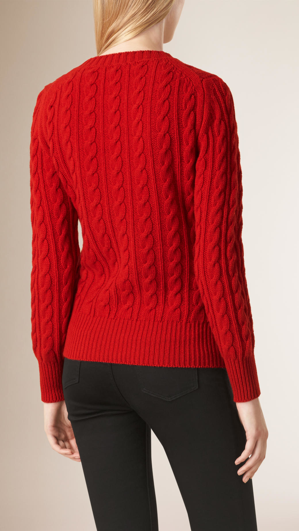 Lyst - Burberry Cable Knit Wool Cashmere Sweater Parade Red in Red