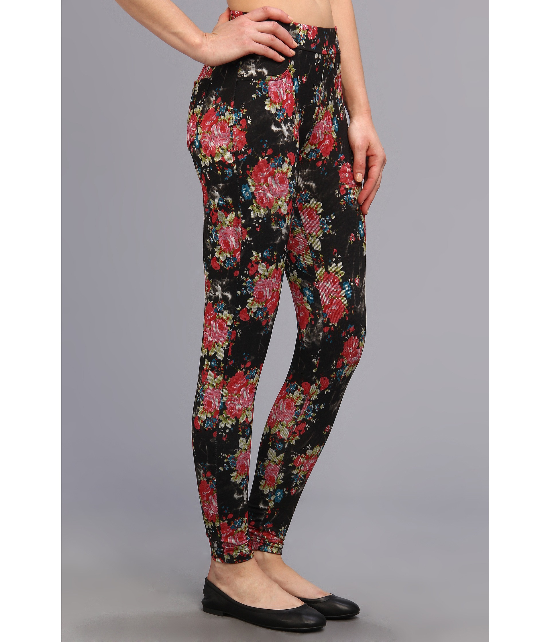 Steve madden Printed Floral Denim Legging in Black | Lyst