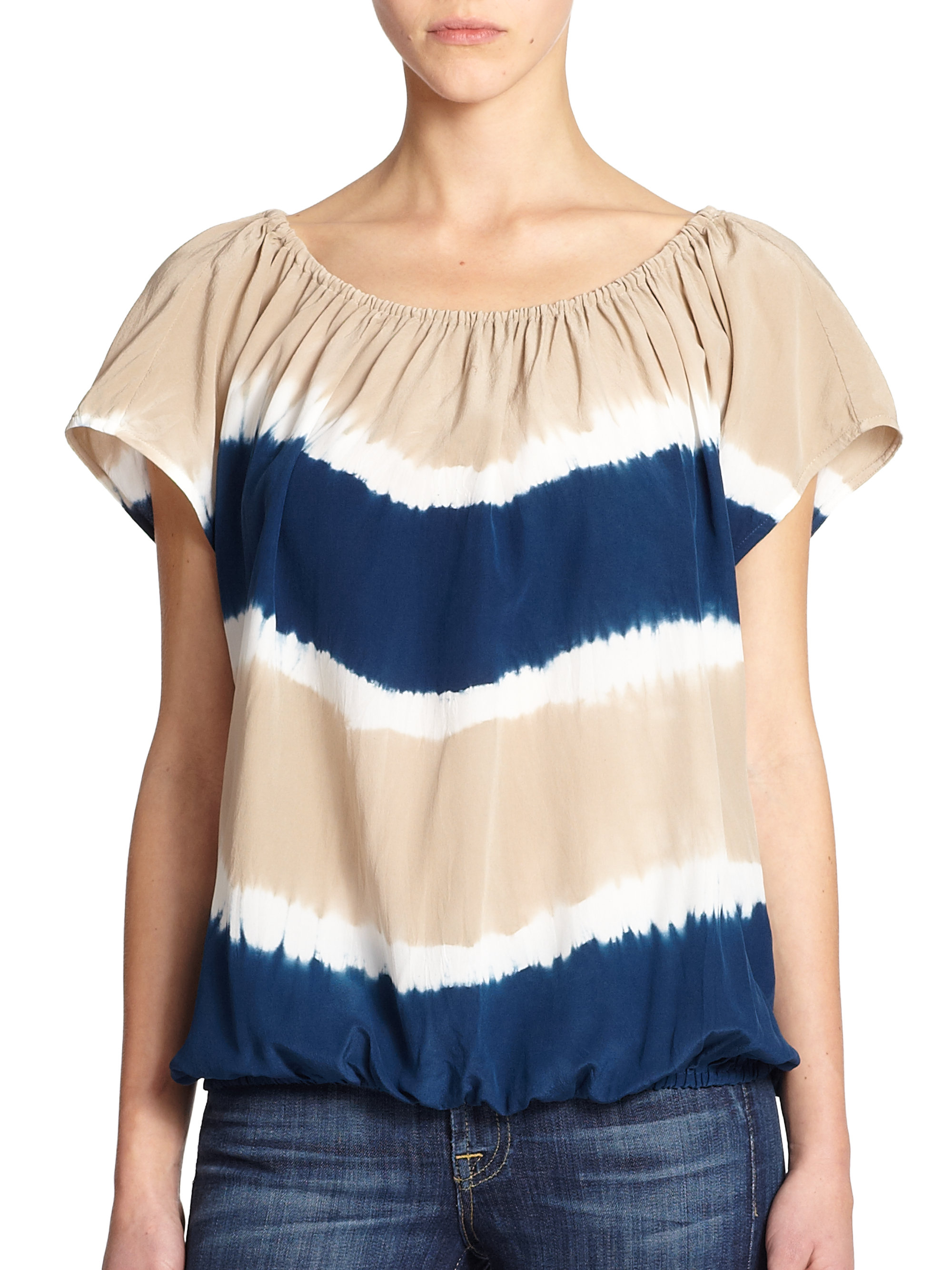 Joie Caro Silk Tie-dye Blouse In Blue | Lyst