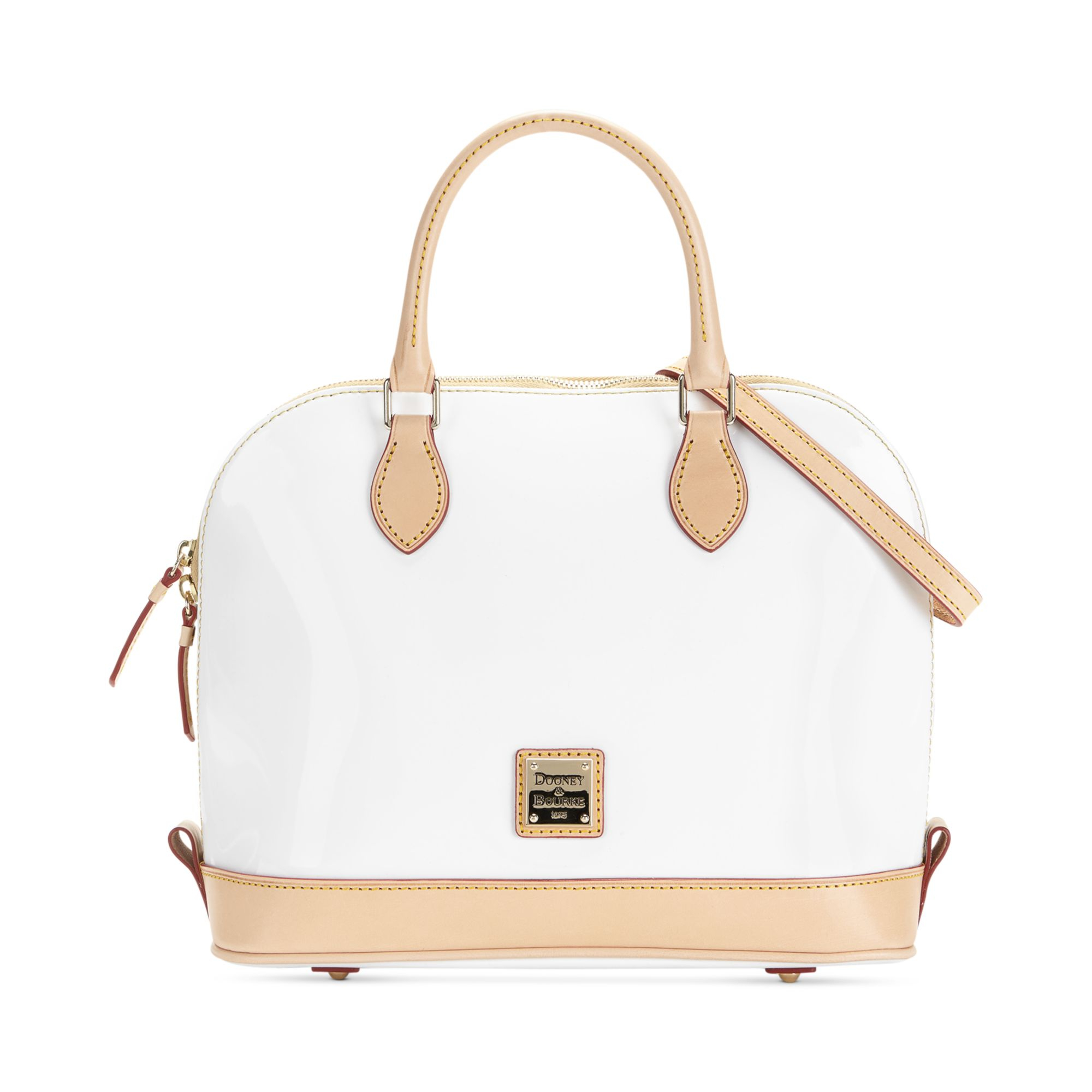 Lyst Dooney Bourke Patent Leather Zip Satchel In White Gallery