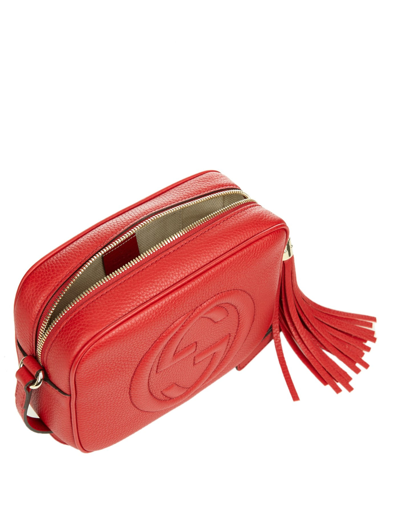 Lyst - Gucci Soho Grained-Leather Cross-Body Bag in Red