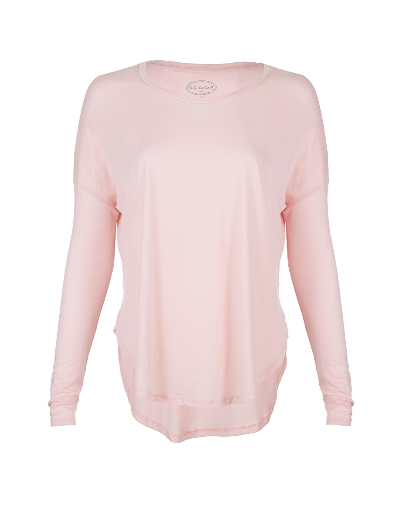 Scoop Long Sleeve Modal Cotton Tee in Pink (LIGHT PINK) | Lyst