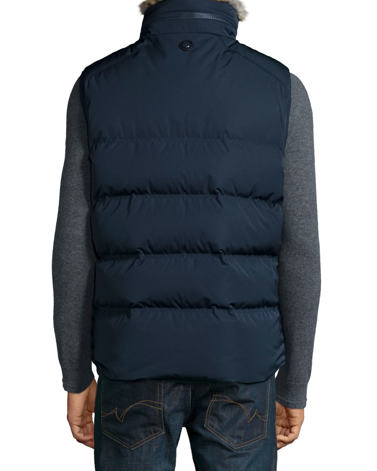 Andrew marc Rabbit Fur-lined Vest in Blue for Men | Lyst