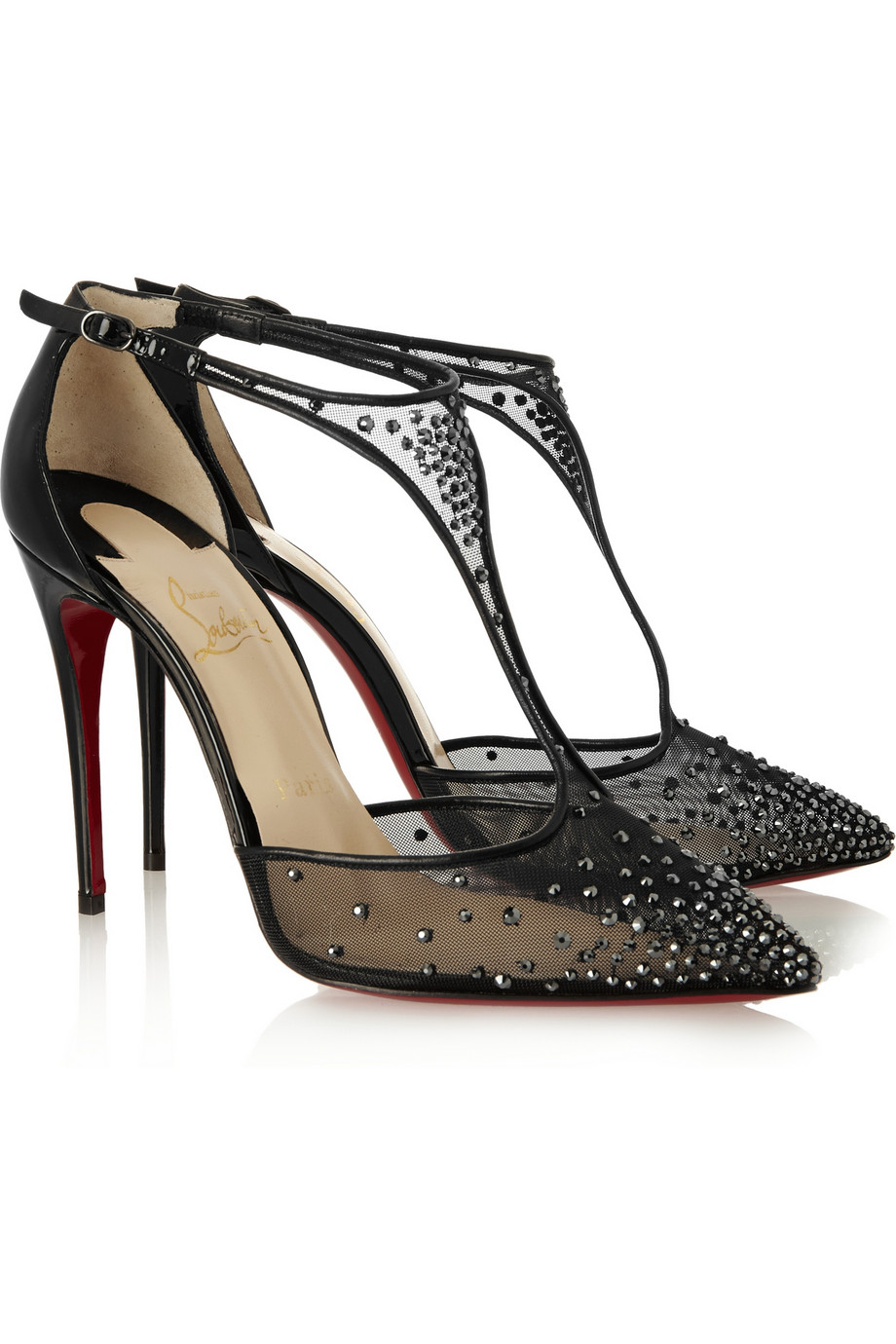 black spiked red bottom heels - Christian louboutin Salopatina Embellished Patent Leather Pumps in ...