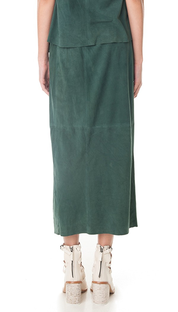 Lyst - Tibi Featherweight Suede Wrap Skirt in Green