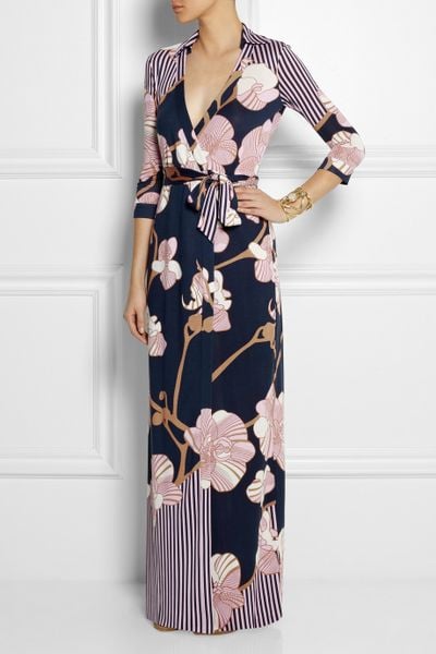 Diane Von Furstenberg Abigail Printed Silkjersey Wrap Maxi Dress in ...