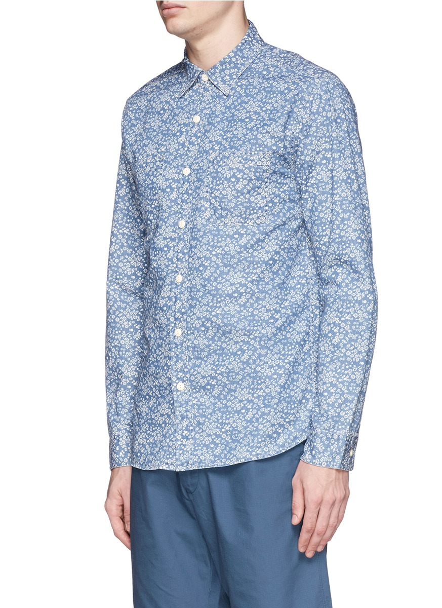Lyst - Alex Mill Floral Print Cotton Chambray Shirt in Blue for Men