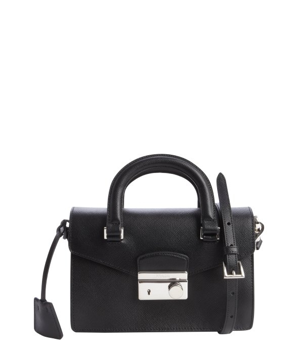 Prada Black Saffiano Leather Mini Shoulder Bag in Black | Lyst  