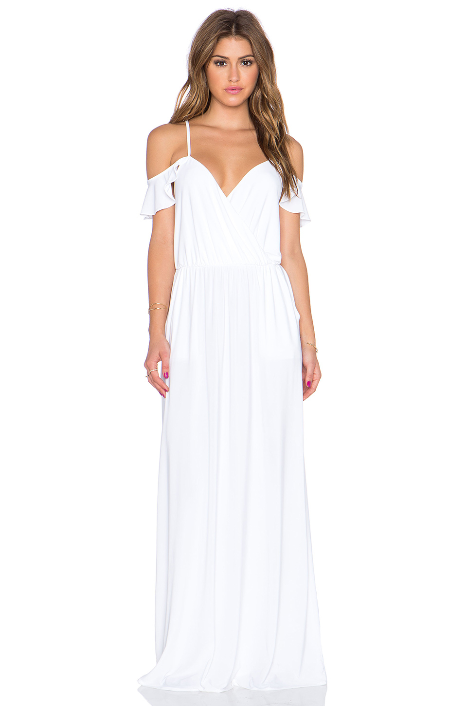 Lyst - T-Bags Cold Shoulder Maxi Dress in White
