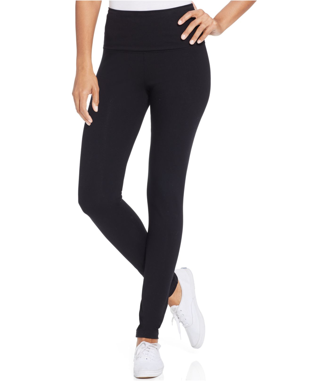 Style And Co Sport Plus Size Tummy Control Leggings Only At Macys In Black Deep Black Lyst