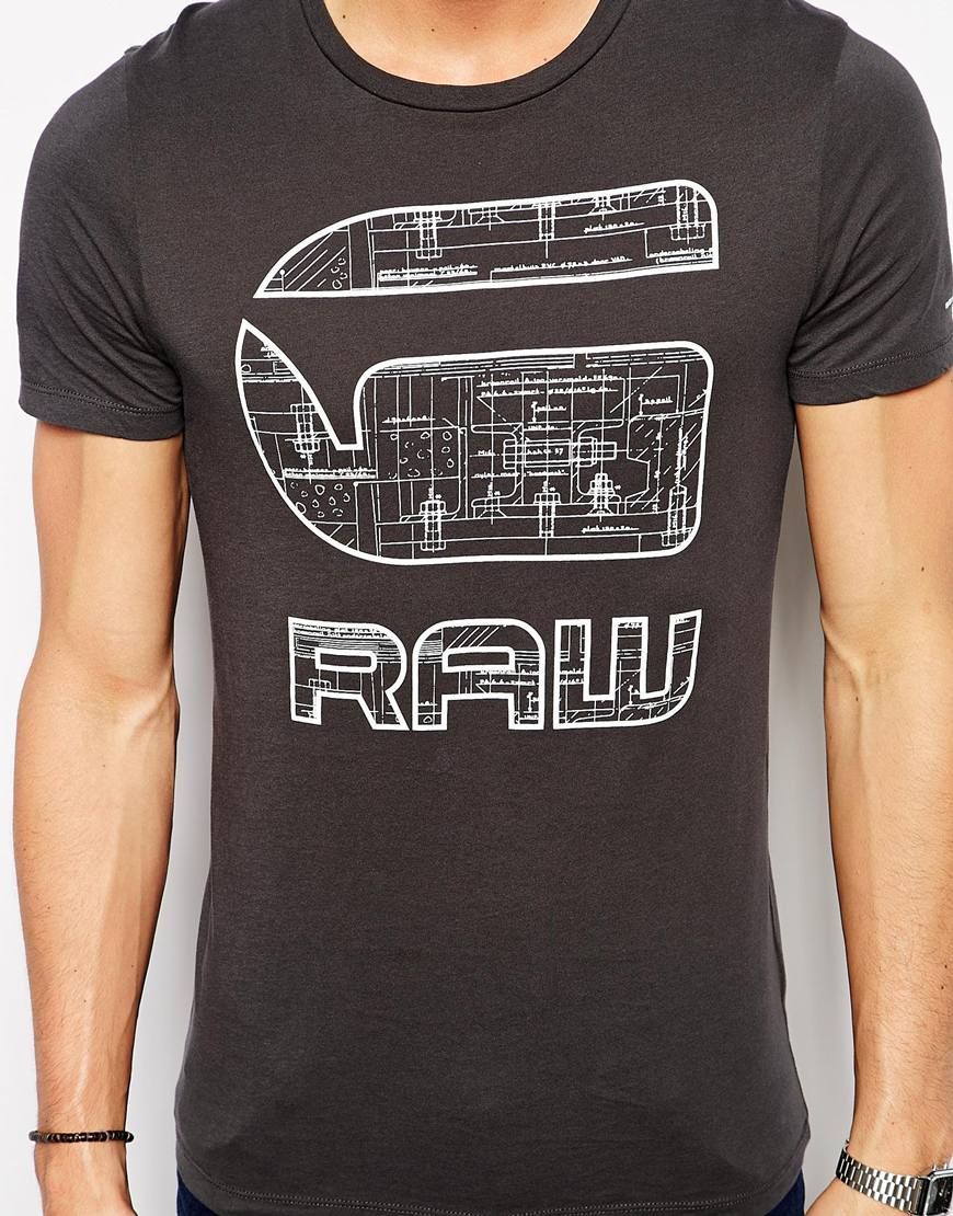 Lyst - G-Star Raw G Star Tshirt Mavinious Slim Fit Logo Print in Gray ...