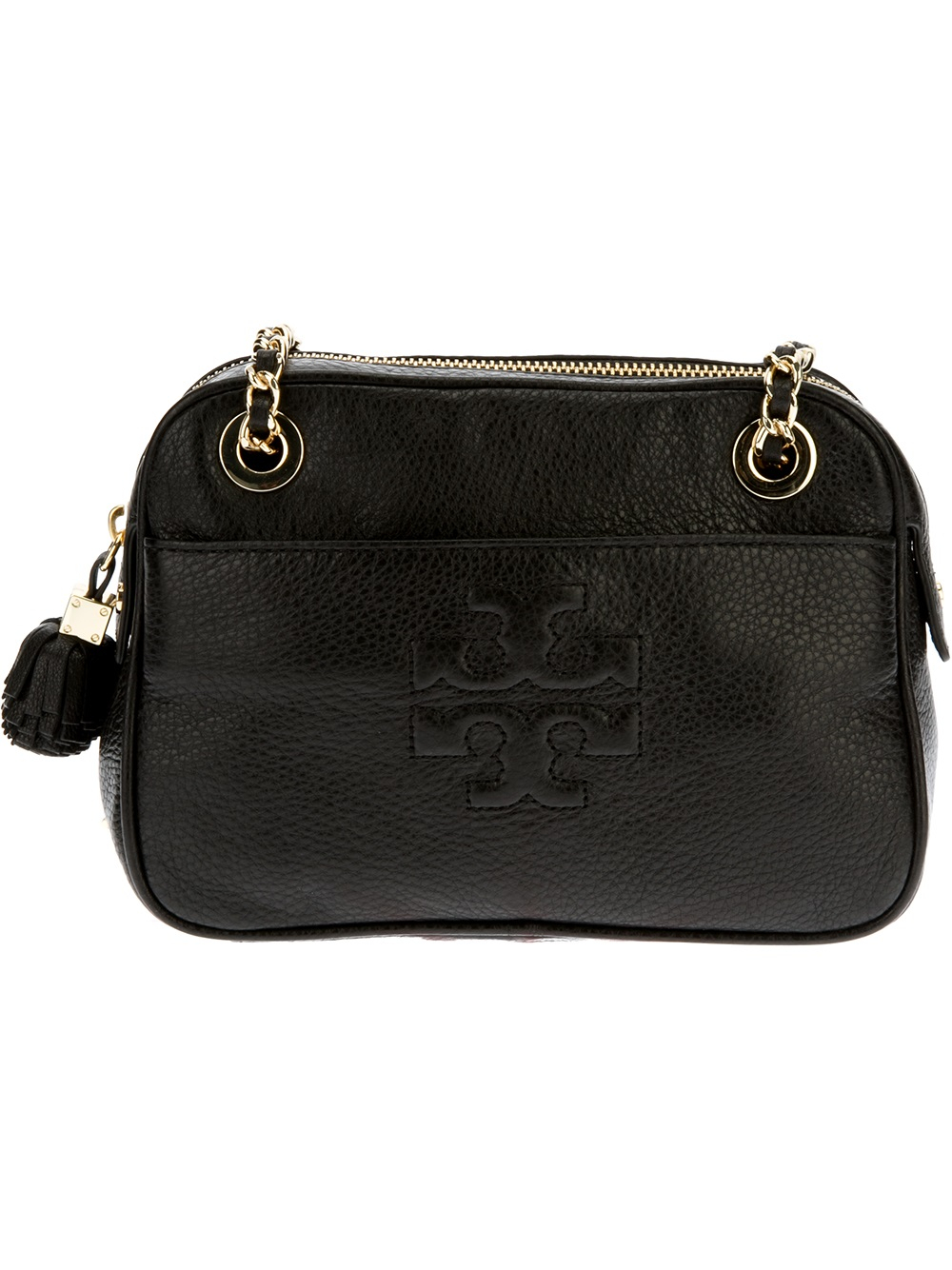 Lyst Tory Burch Chain Link Shoulder Bag in Black