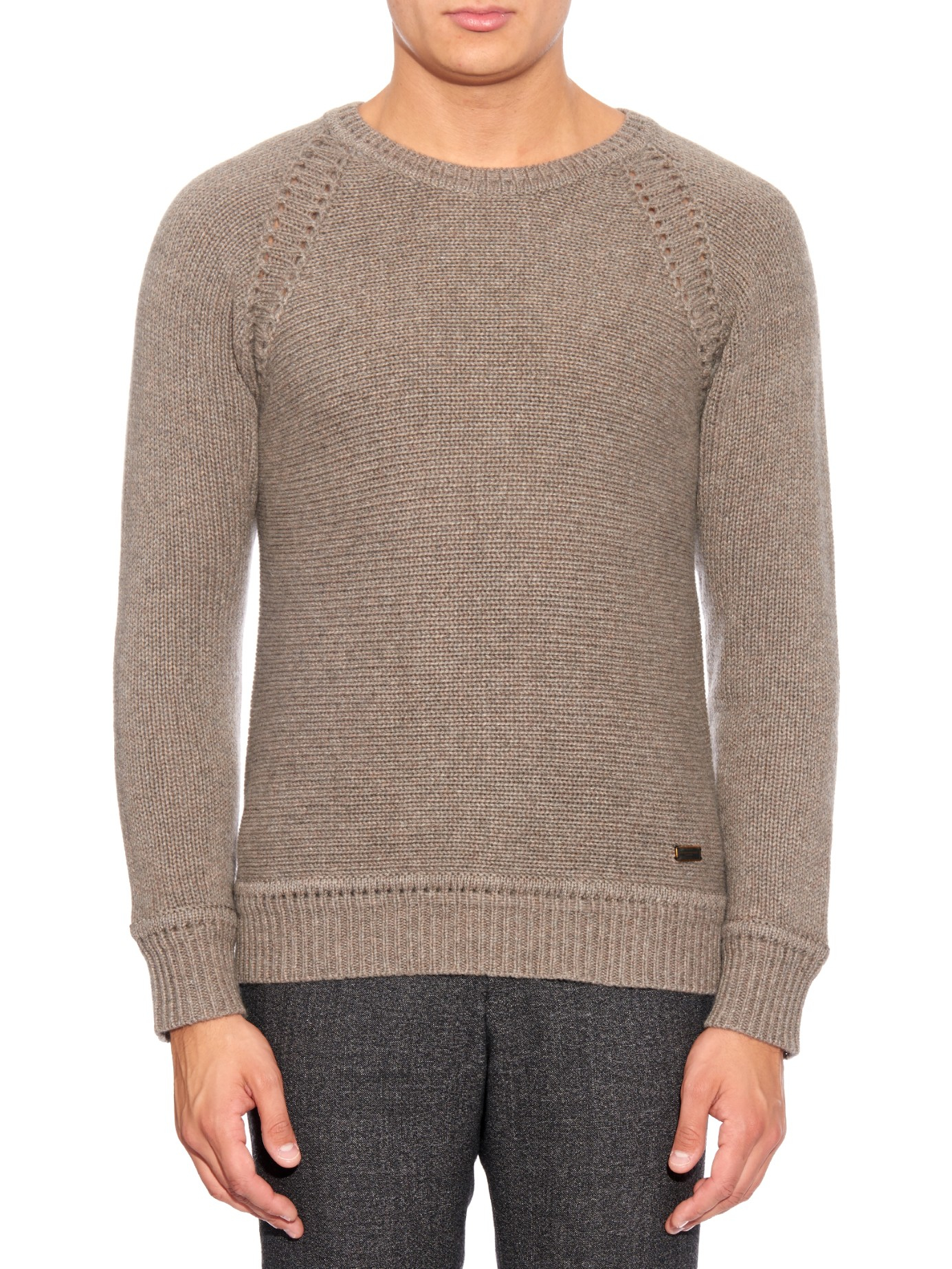 Lyst - Burberry Cashmere-knit Crew Neck Sweater in Natural for Men