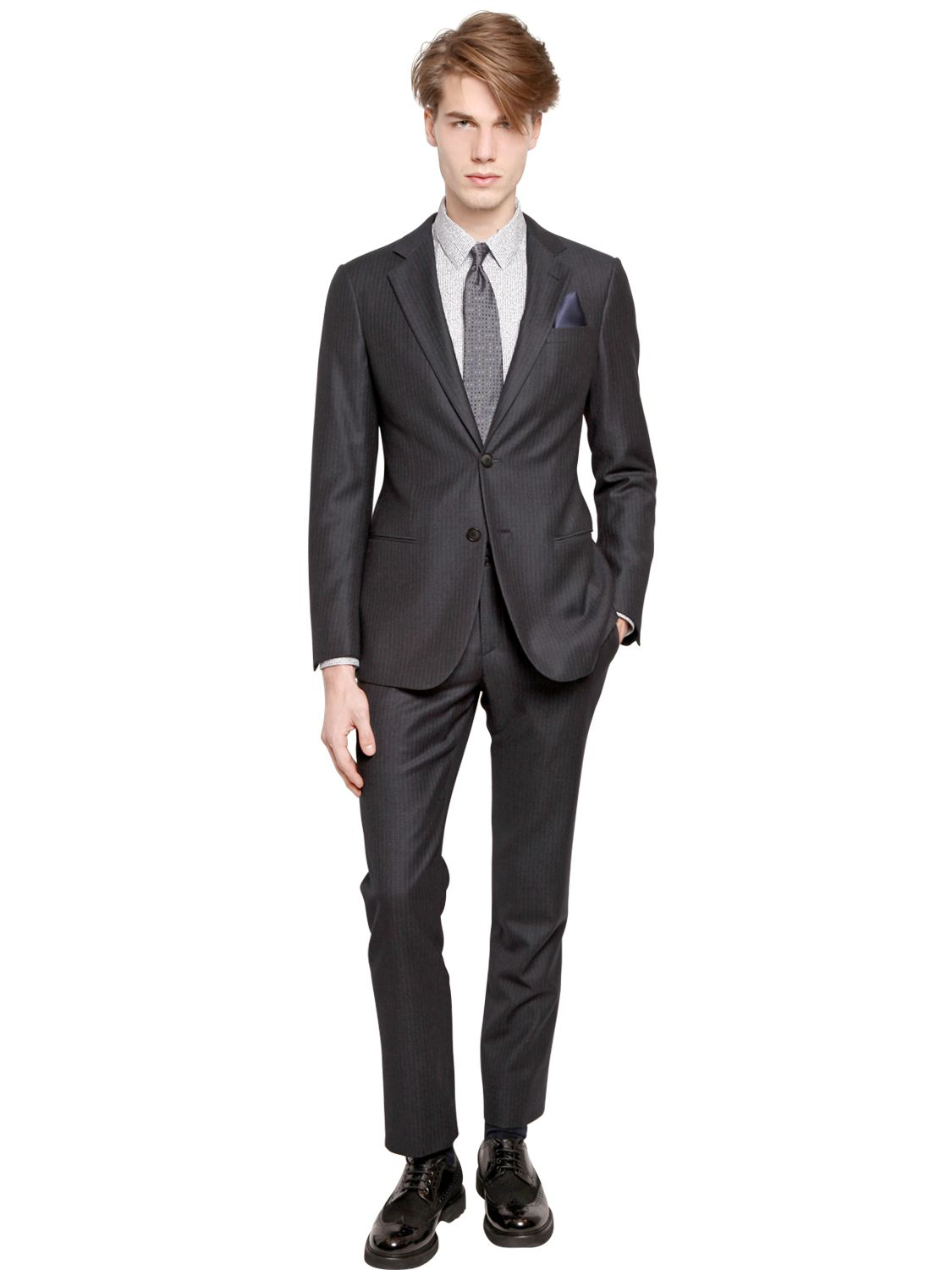 Lyst - Giorgio Armani Soho Wool & Silk Pinstripe Suit in Blue for Men