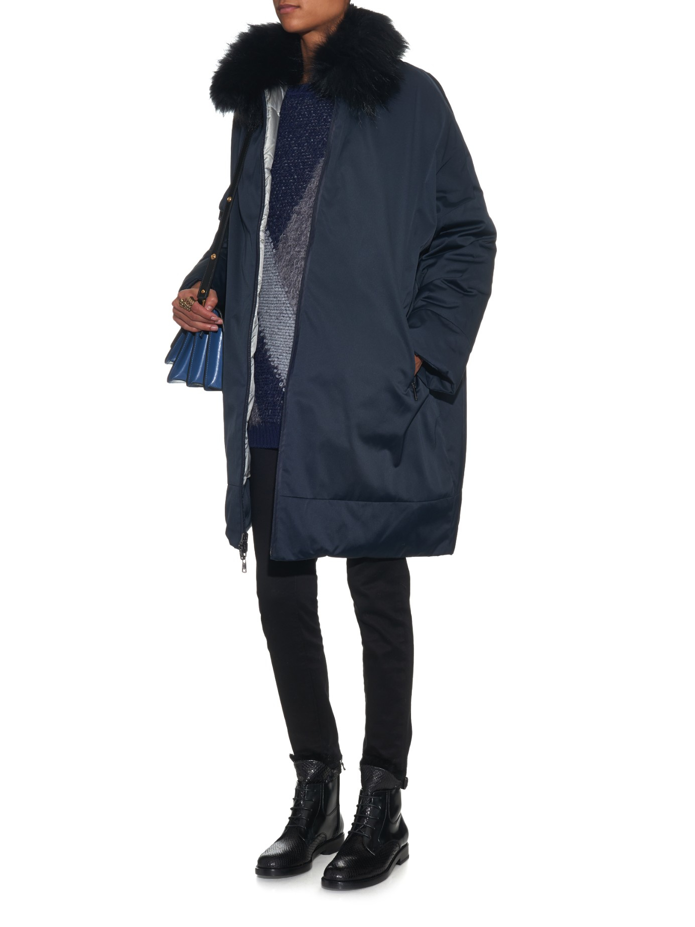 lyst weekend by maxmara afide reversible coat in blue lyst weekend by maxmara afide reversible coat in blue