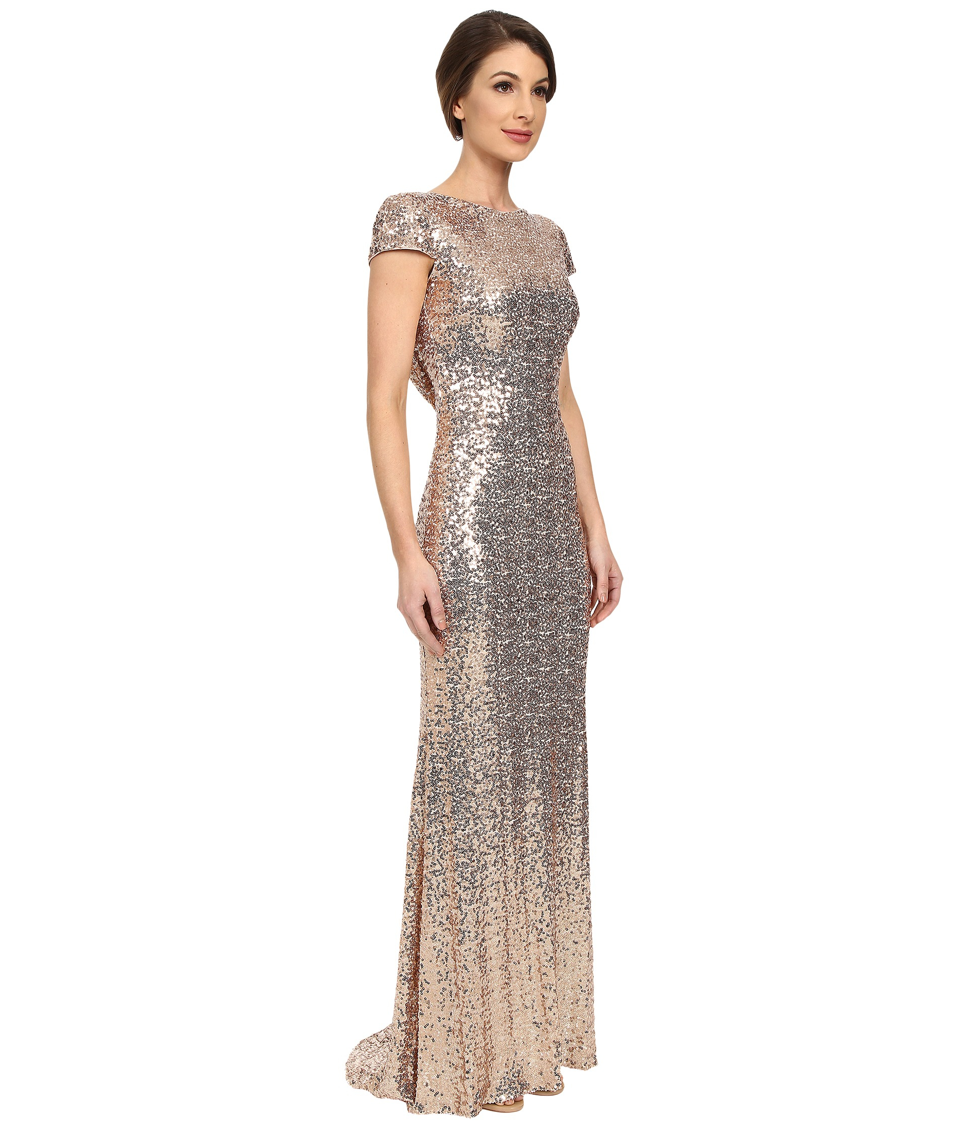badgley mischka cowl back gown