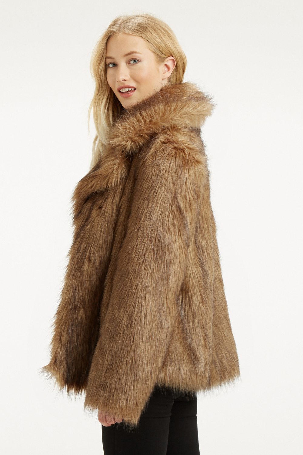 Oasis Boxy Faux Fur Coat Oasis Sophia Faux Fur Collar Coat Off White 3