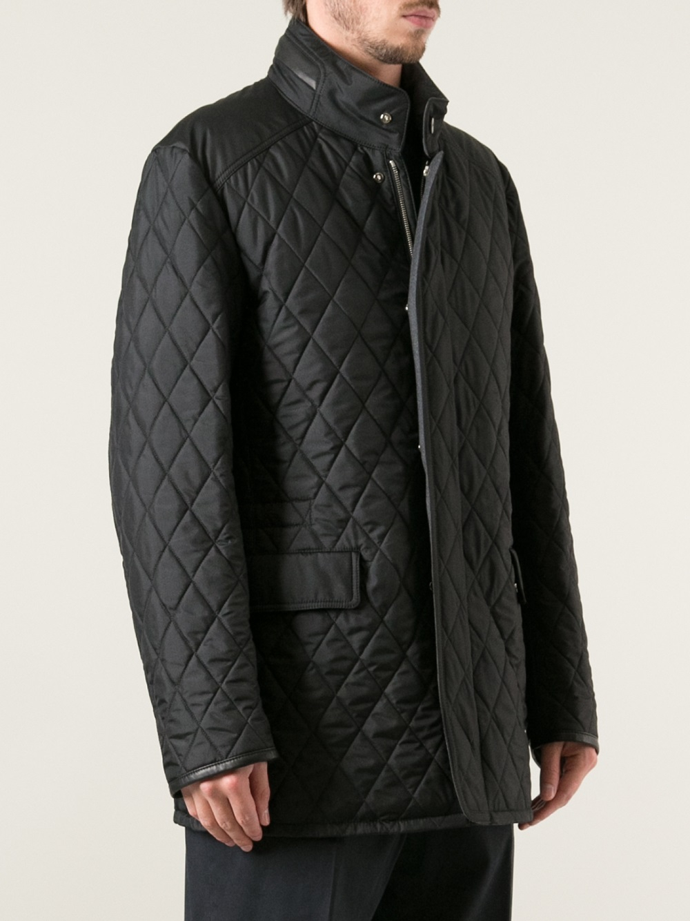 Lyst - Brioni Quilted Jacket in Black for Men