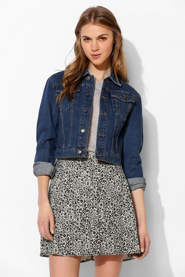 Lyst - Bdg Cropped Denim Trucker Jacket in Blue