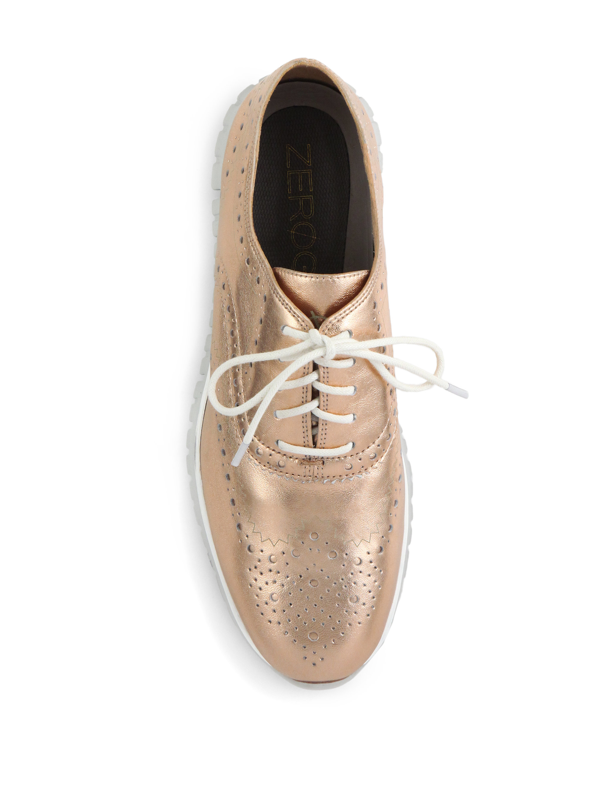 Lyst Cole Haan Zerogrand Metallic Leather Wingtip Oxford Sneakers In Pink