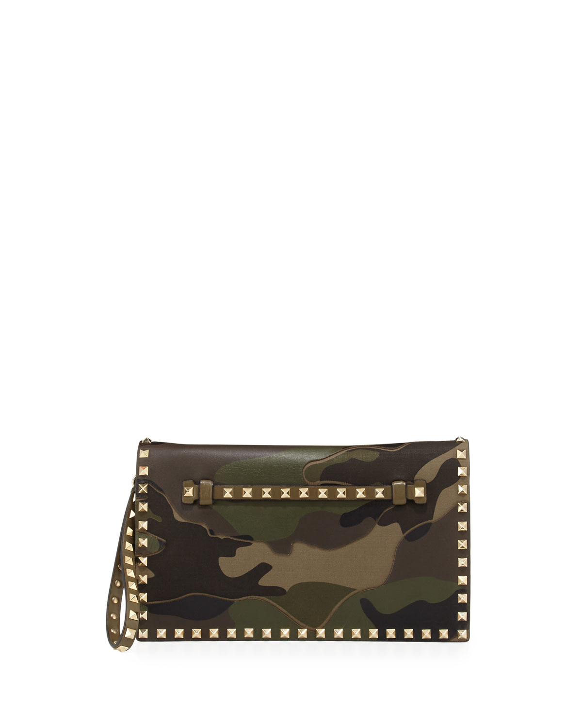 valentino rockstud camo clutch