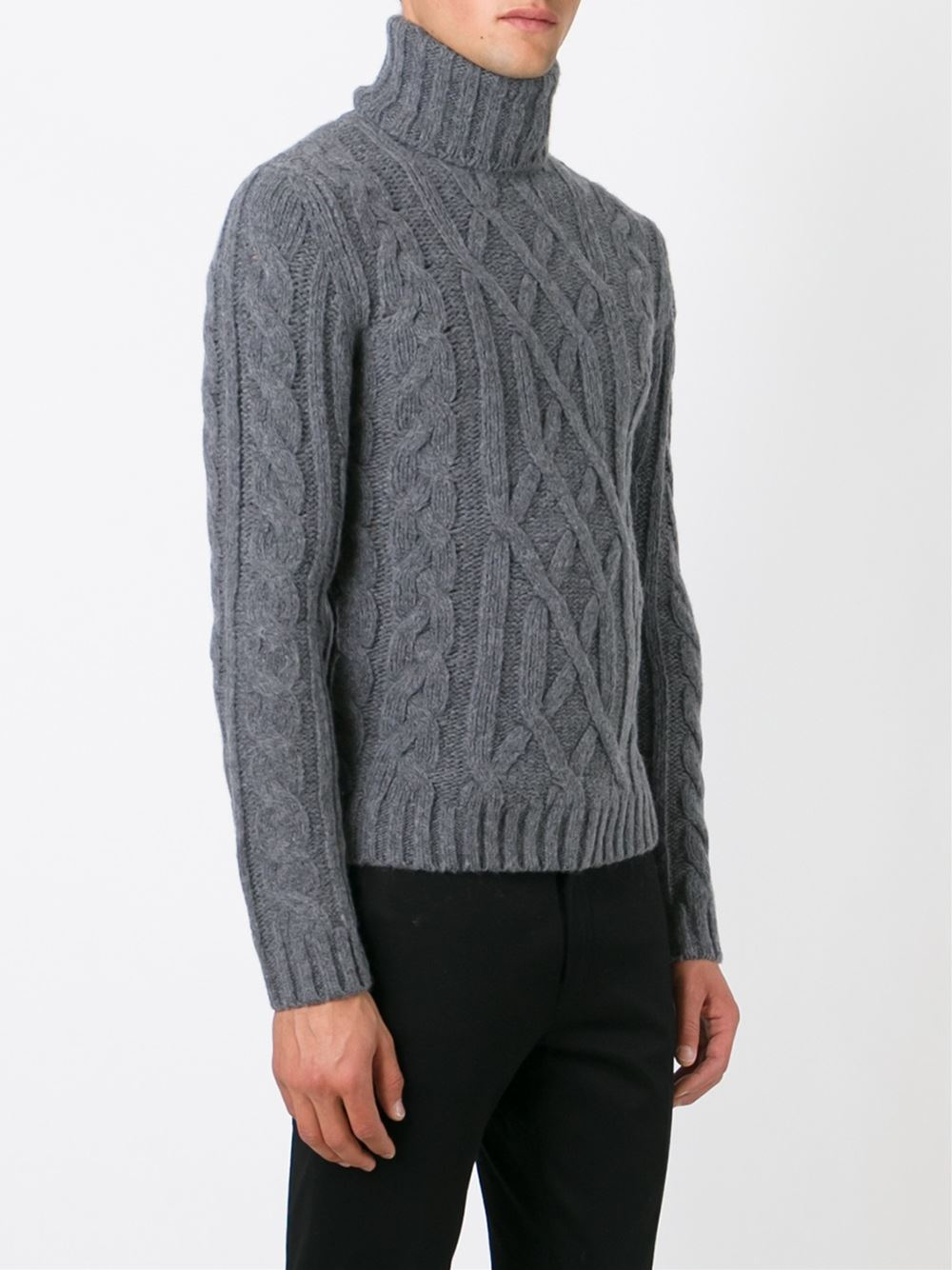 Woolrich Cable Knit Turtleneck Sweater in Gray for Men (grey) | Lyst