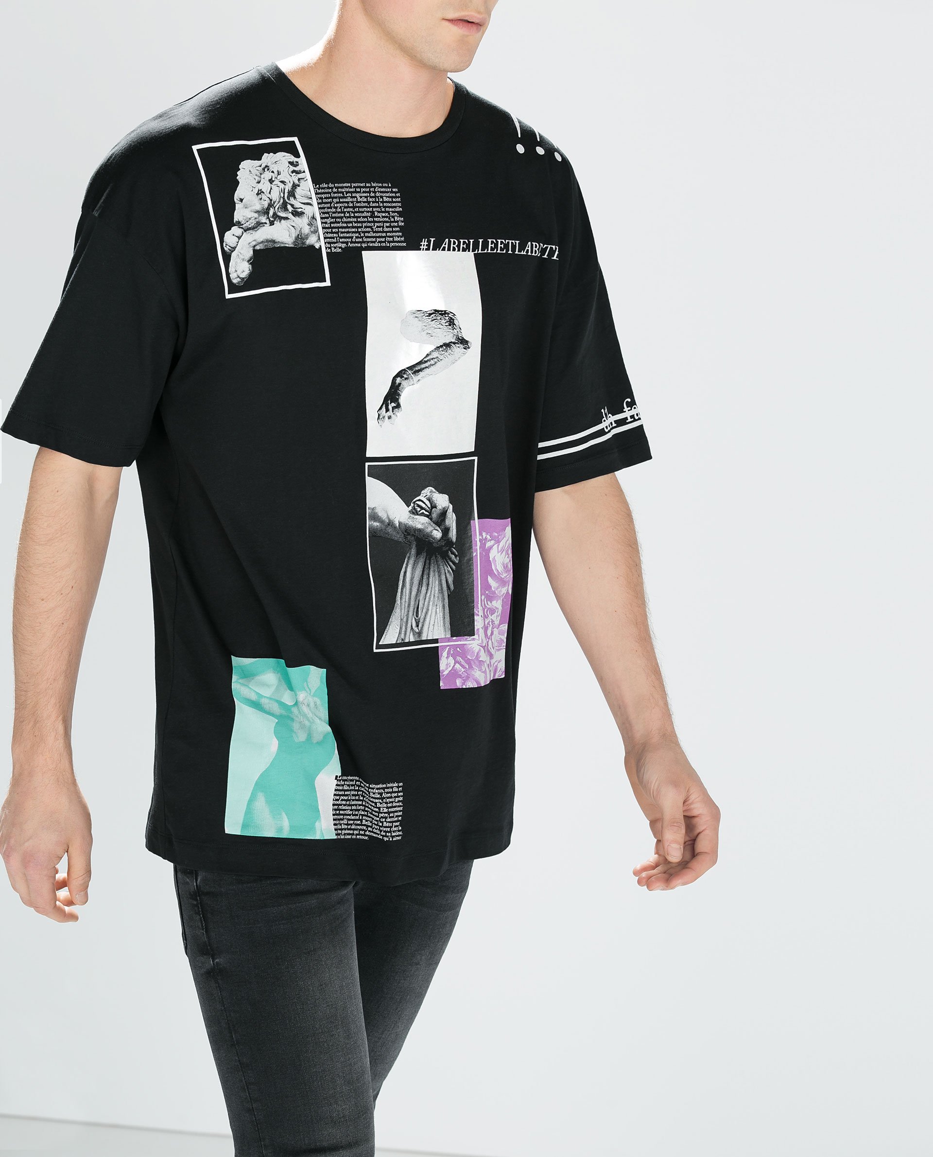 Zara Oversize T-Shirt in Black for Men | Lyst