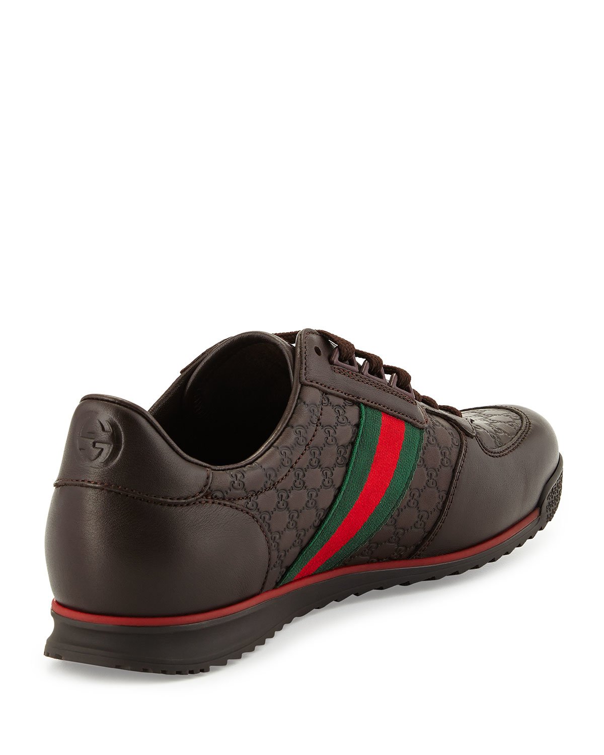 Lyst - Gucci Low-Top Webbed Sneakers in Brown for Men