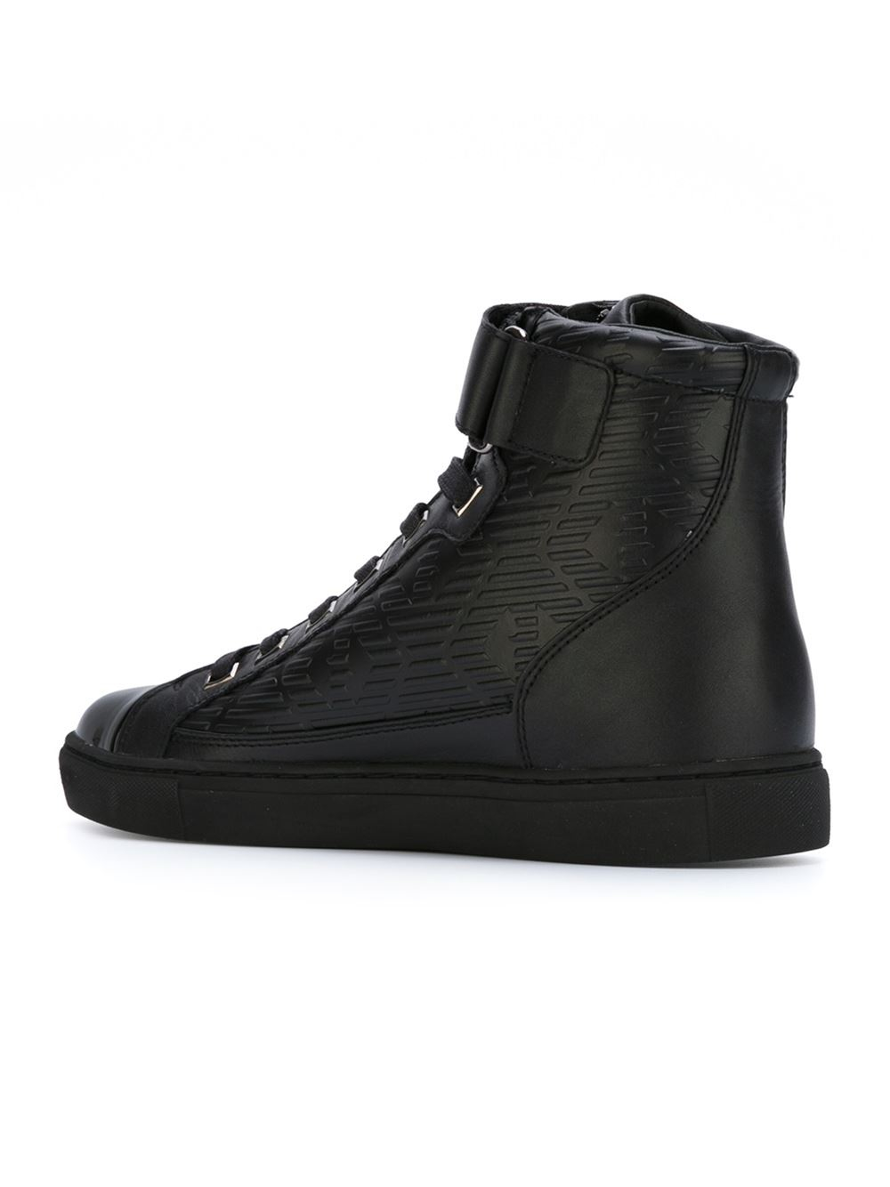 Lyst - Armani Jeans Leather High-Top Sneakers in Black for Men