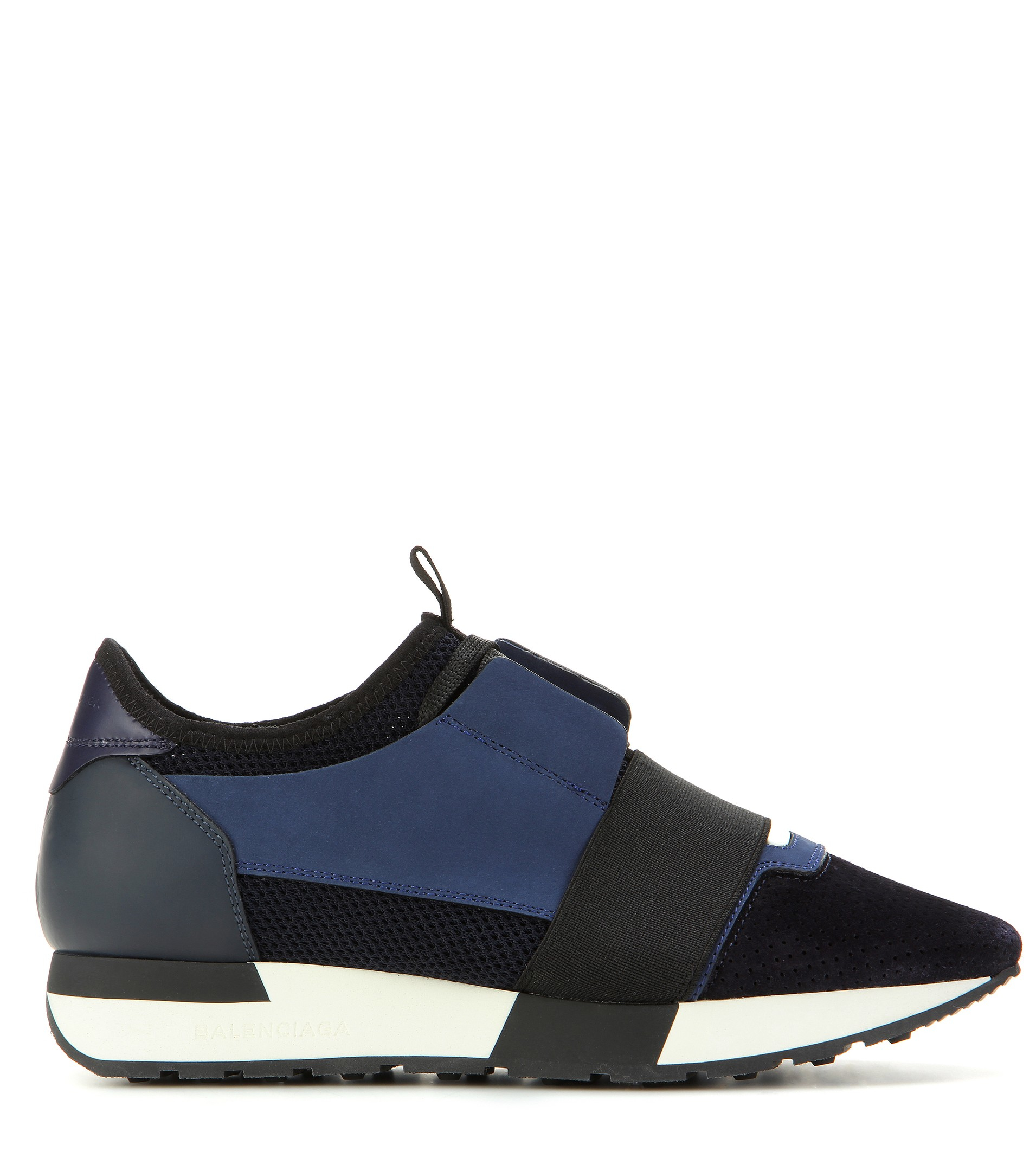 Balenciaga Race Runner Fabric, Leather And Suede Sneakers in Blue - Lyst