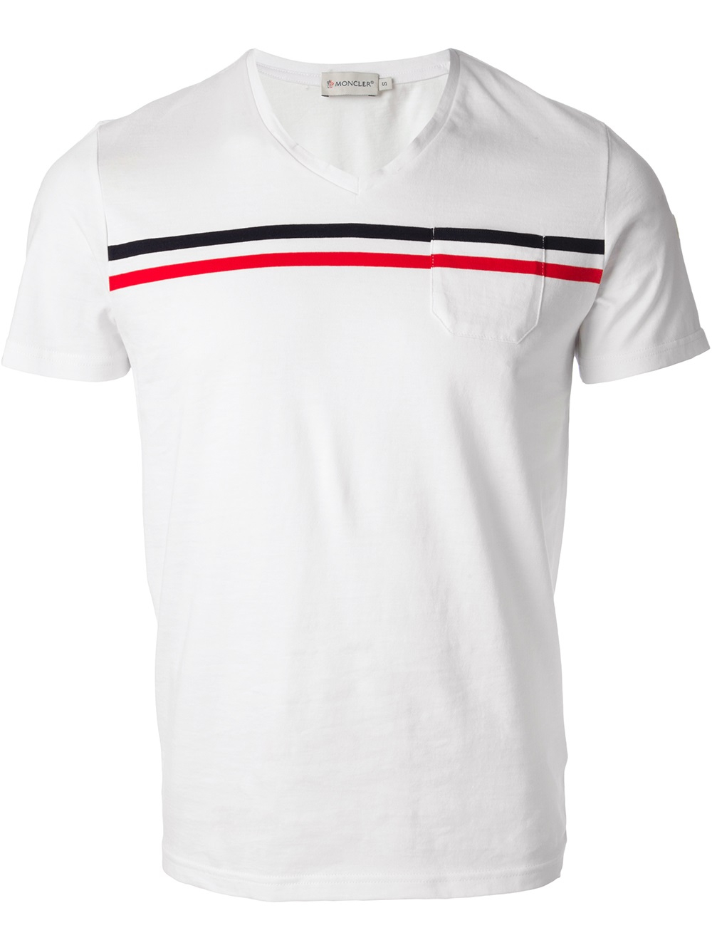 Lyst - Moncler Striped Detail T-Shirt in White for Men