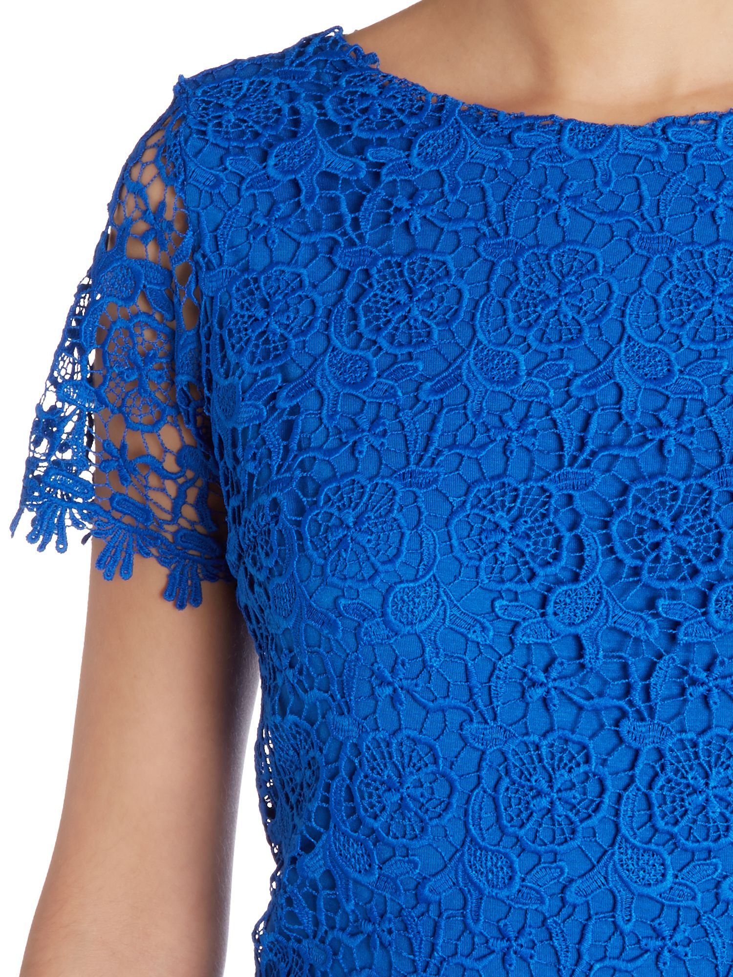 John zack Ss Lace Midi Dress in Blue | Lyst