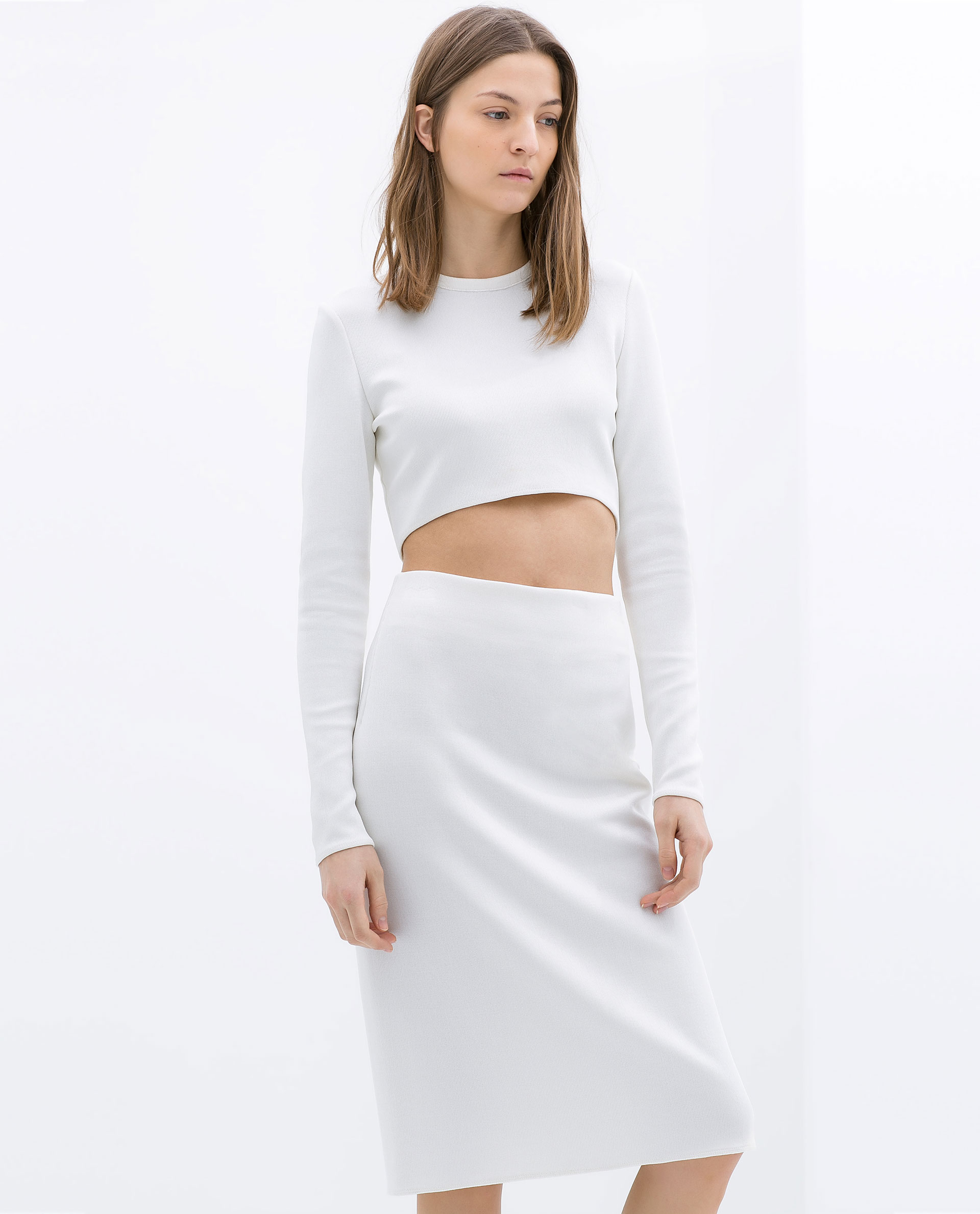 Zara Pencil Skirt in White | Lyst