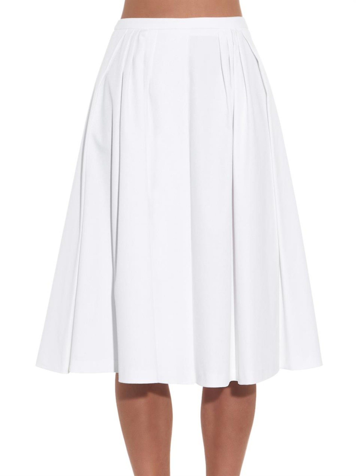 Lyst - Red valentino Full Pleated Cotton-Gabardine Skirt in White