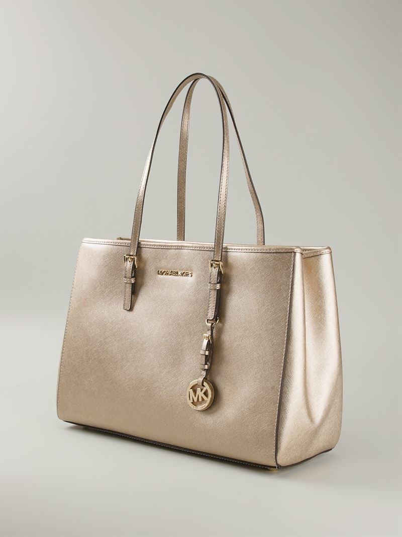 Lyst Michael Kors Jet Set Travel Tote In Metallic Gallery
