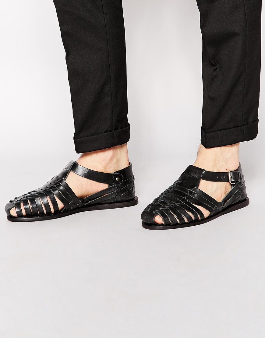 Lyst - Asos Gladiator Sandals In Leather in Black for Men