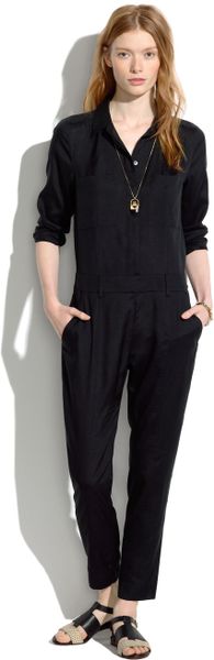 Madewell Silk Harper Jumpsuit in Black (true black) | Lyst