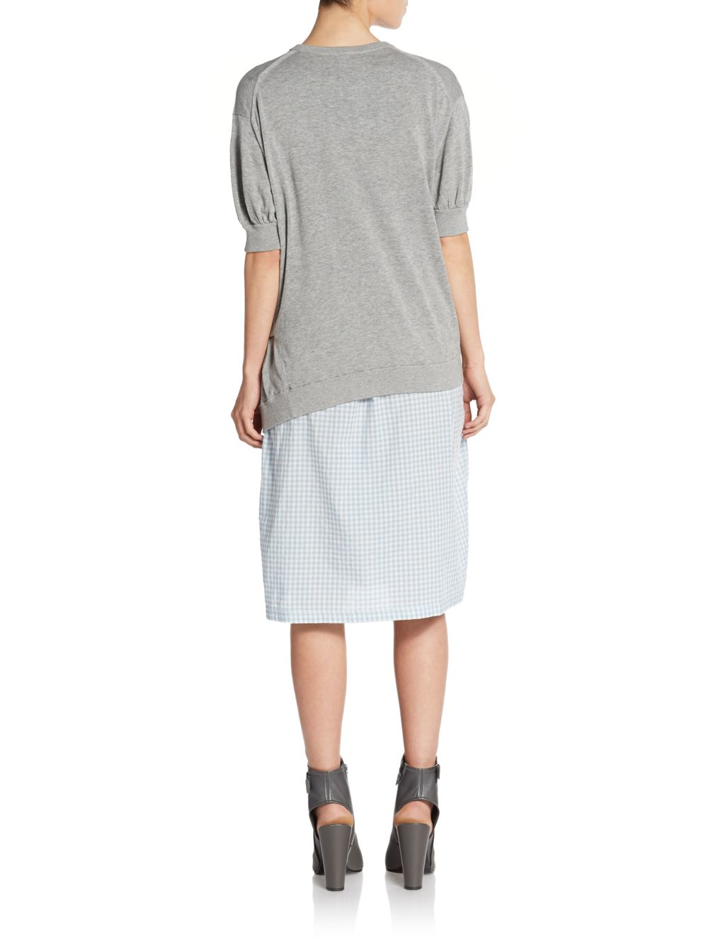 Lyst Marc By Jacobs Marcy Cotton Sweatshirt Gingham Dress In Gray Gallery