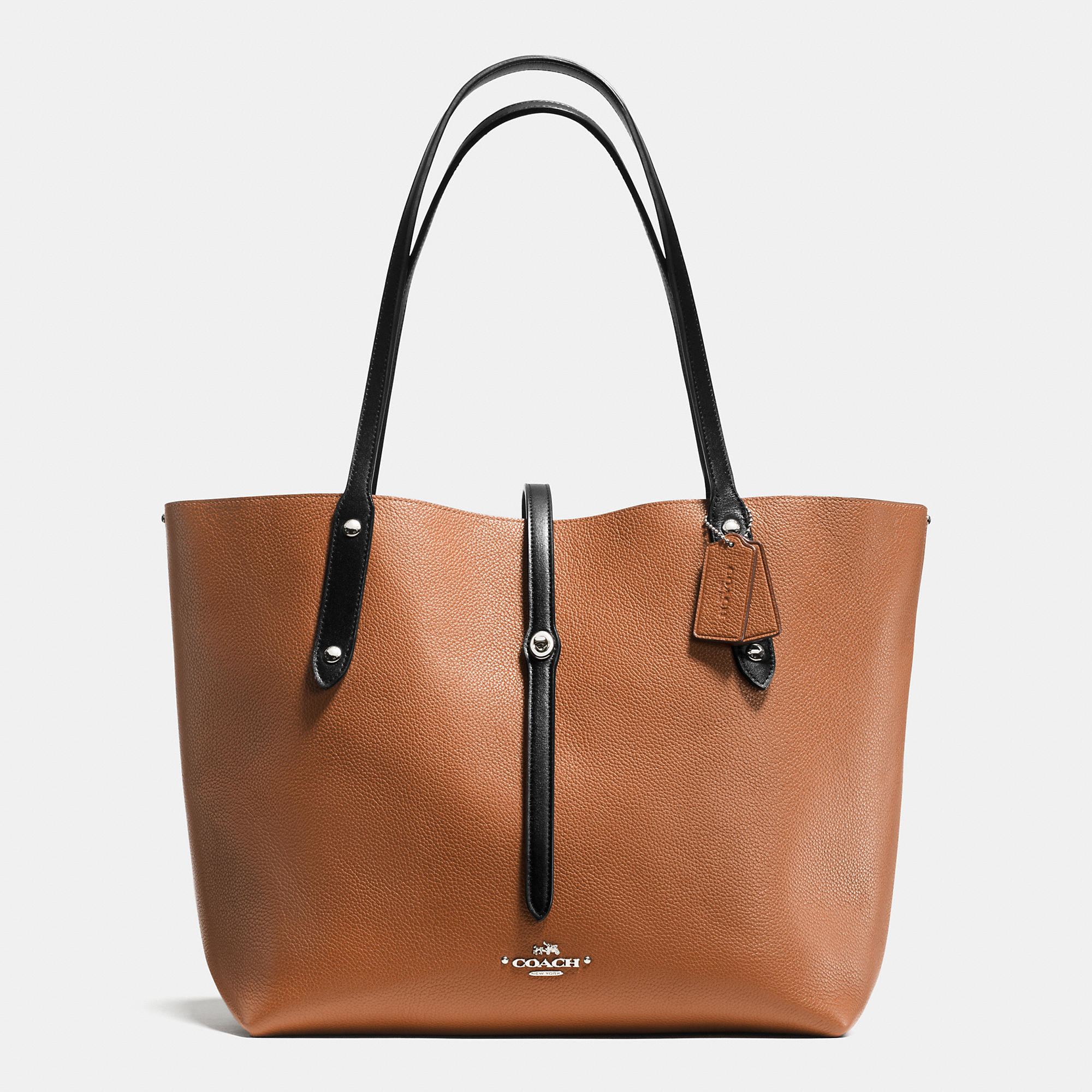 Lyst - Coach Market Tote In Refined Pebble Leather in Metallic